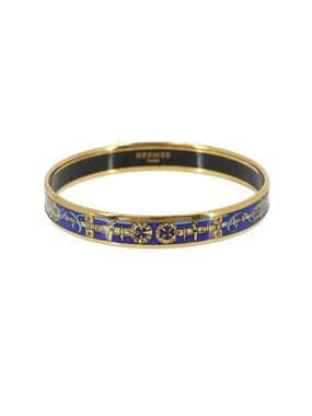 Hermes Enamel PM Bangle Bracelet Blue Gold Email PM